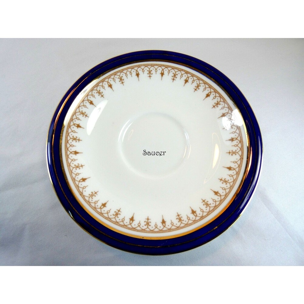Aynsley Leighton 1646 Smooth Cobalt Blue Gold Fine Bone China 6” Saucer England